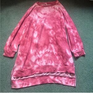 Emerald Pink Tie-Dye Oversized Women's Sweater